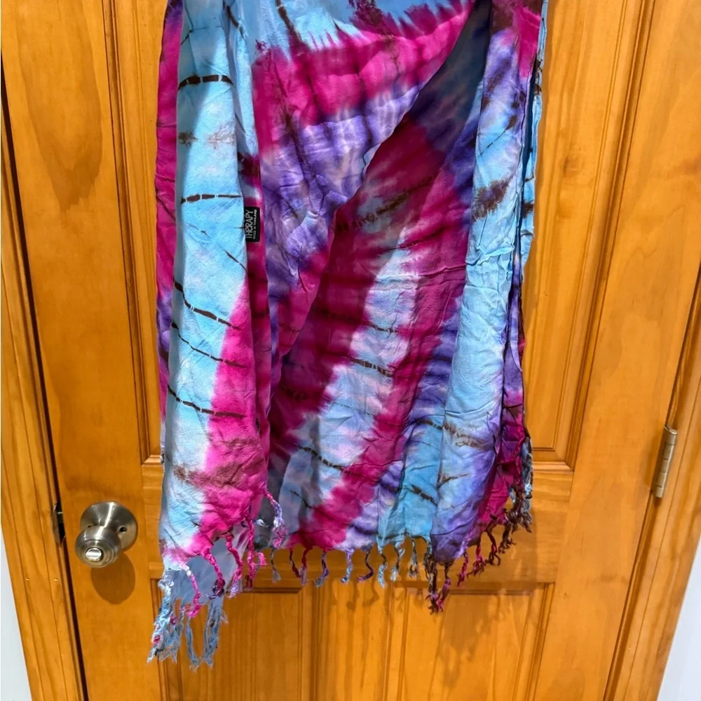 Tie Dye Blue and Pink Scarf
